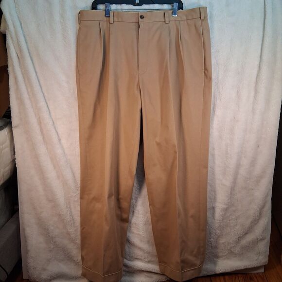Brooks Brothers Advantage Chino Elliott Pants Tan 40x30 Pleated Inseam 30 - Picture 1 of 8